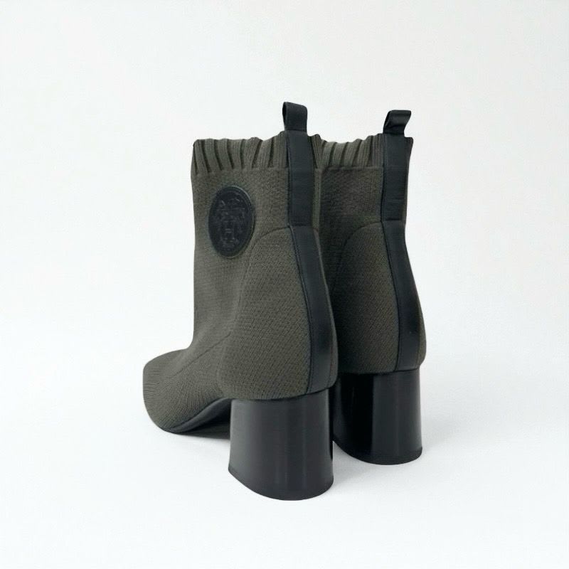 Hermes Volver Boots Short Shoes Fabric Khaki Knit Exlibris Sock — view 4