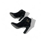 Chanel Boots Short Shoes Suede Patent Black Coco Mark Belt — view 6