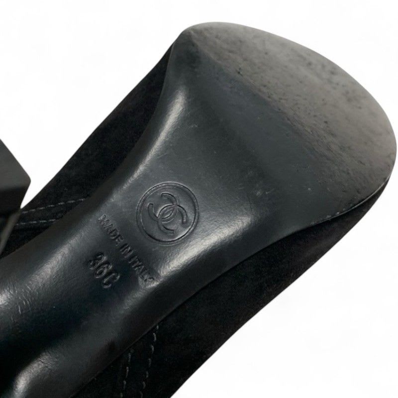 Chanel Boots Short Shoes Suede Patent Black Coco Mark Belt — view 8
