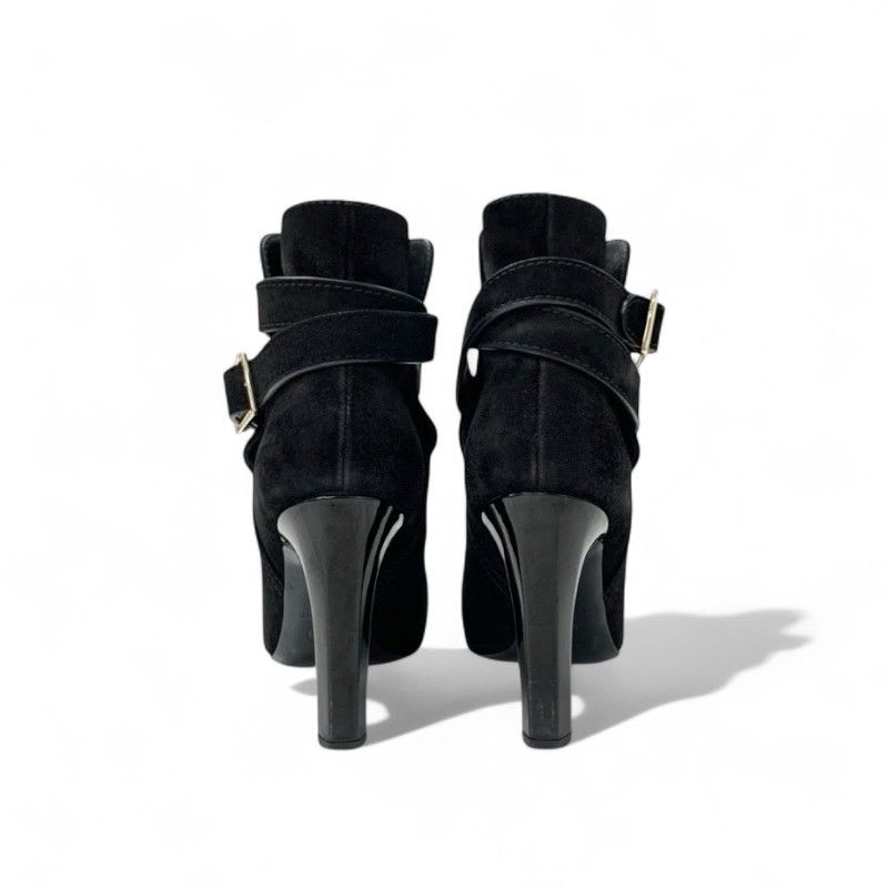 Chanel Boots Short Shoes Suede Patent Black Coco Mark Belt — view 5