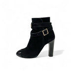 Chanel Boots Short Shoes Suede Patent Black Coco Mark Belt — view 3