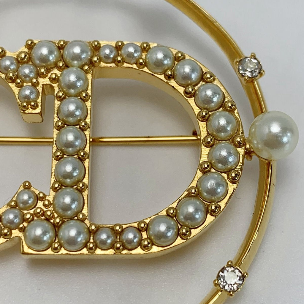 Christian Dior Brooch CD Logo Gold Plated — view 6