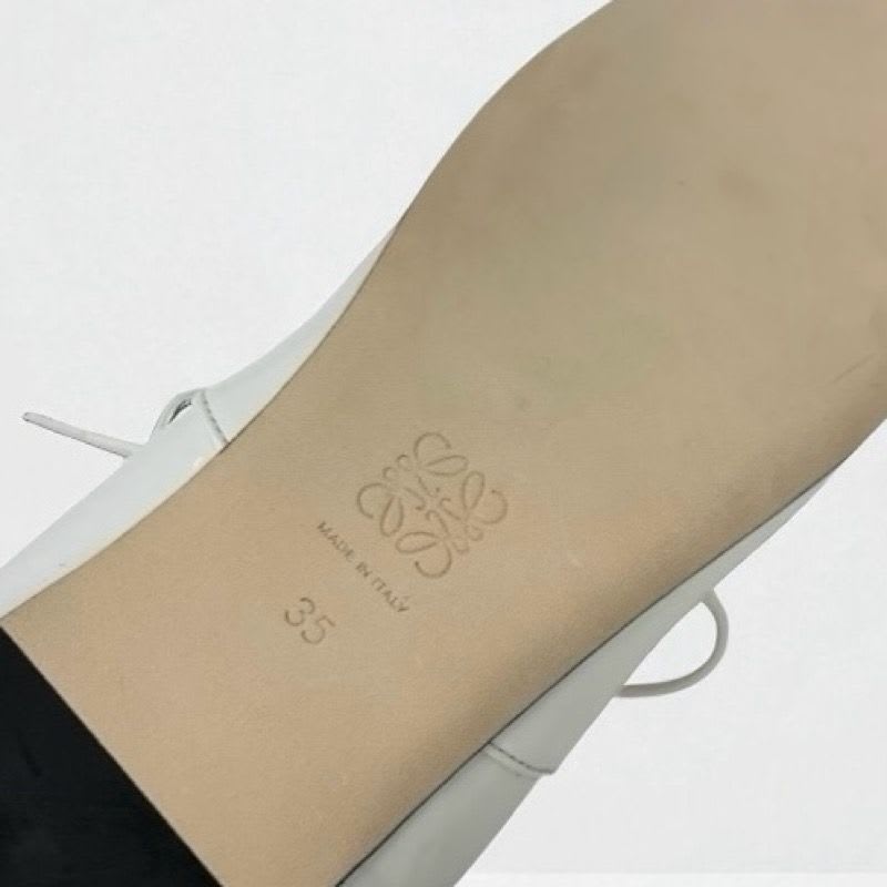 Loewe Flat Shoes Patent White Gold Anagram Soft Derby Lace Up — view 8