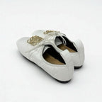 Loewe Flat Shoes Patent White Gold Anagram Soft Derby Lace Up — view 4