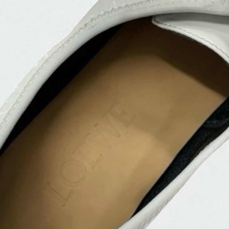 Loewe Flat Shoes Patent White Gold Anagram Soft Derby Lace Up — view 7