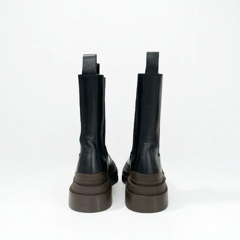 Bottega Veneta Tire Boots Short Shoes Leather Black Brown Chelsea — view 5