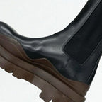 Bottega Veneta Tire Boots Short Shoes Leather Black Brown Chelsea — view 9
