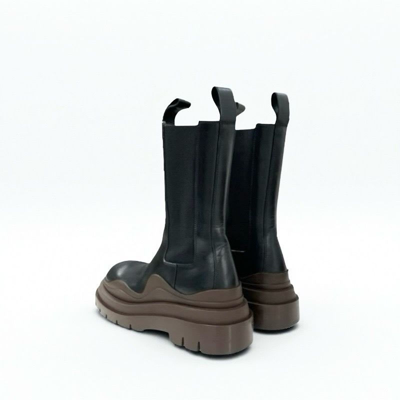 Bottega Veneta Tire Boots Short Shoes Leather Black Brown Chelsea — view 4