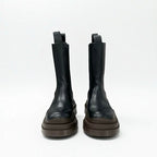 Bottega Veneta Tire Boots Short Shoes Leather Black Brown Chelsea — view 2