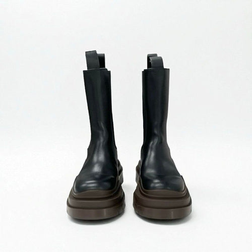 Bottega Veneta Tire Boots Short Shoes Leather Black Brown Chelsea — view 2