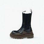Bottega Veneta Tire Boots Short Shoes Leather Black Brown Chelsea — view 3