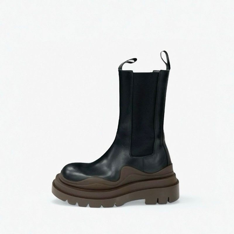 Bottega Veneta Tire Boots Short Shoes Leather Black Brown Chelsea — view 3