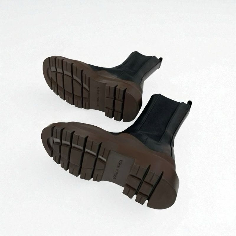 Bottega Veneta Tire Boots Short Shoes Leather Black Brown Chelsea — view 6
