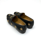 Gucci Loafer Leather Shoes Black Gold Horsebit Star Bee Embroidery — view 4