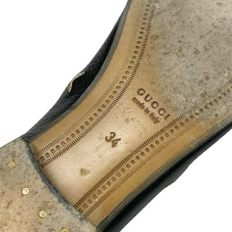 Gucci Loafer Leather Shoes Black Gold Horsebit Star Bee Embroidery — view 8