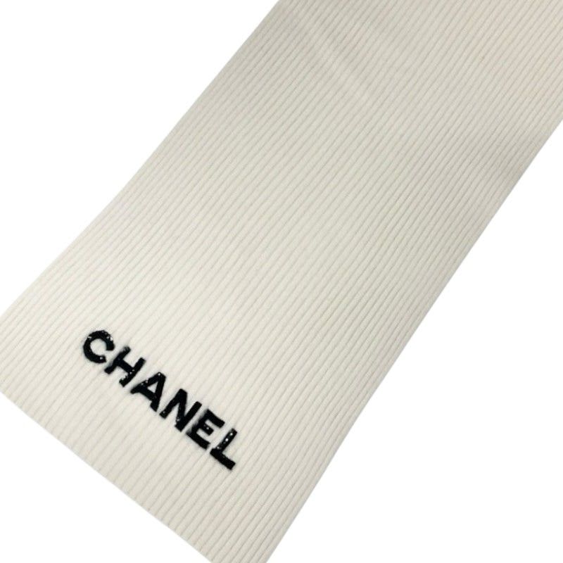 Chanel Muffler Cashmere White Logo Sequins Scarf — view 3