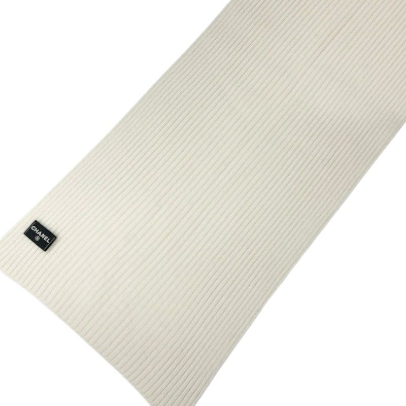 Chanel Muffler Cashmere White Logo Sequins Scarf — view 4