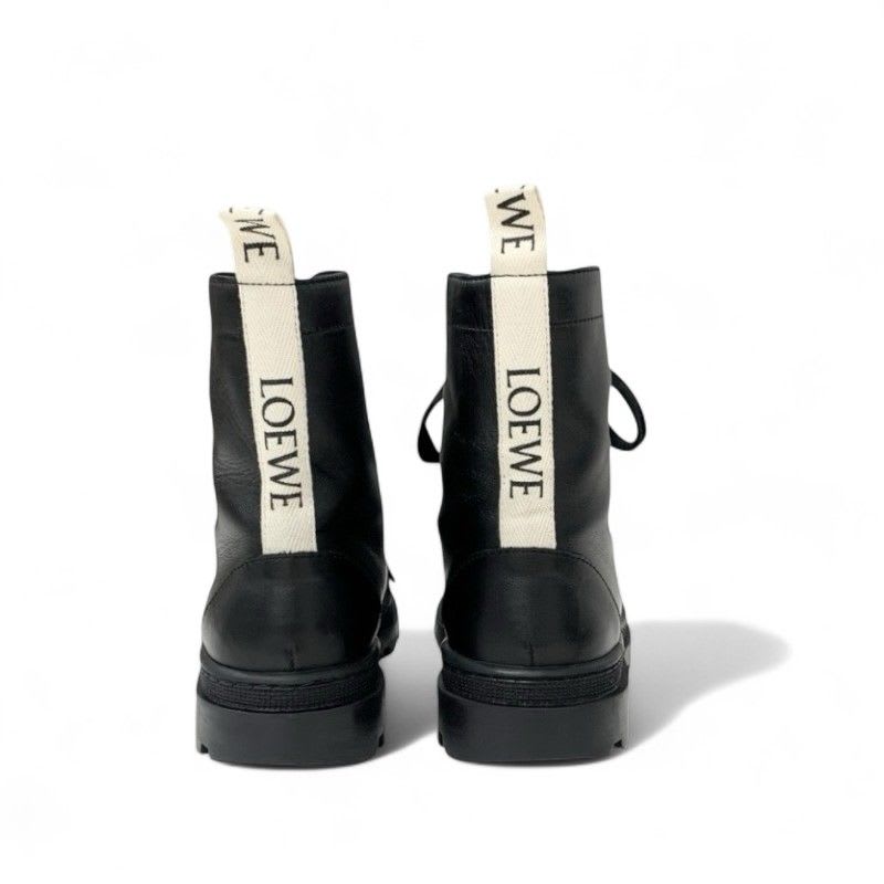 Loewe Boots Short Shoes Leather Black Logo Lace Up Combat — view 5