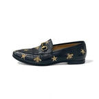 Gucci Loafer Leather Shoes Black Gold Horsebit Star Bee Embroidery Flat — view 3
