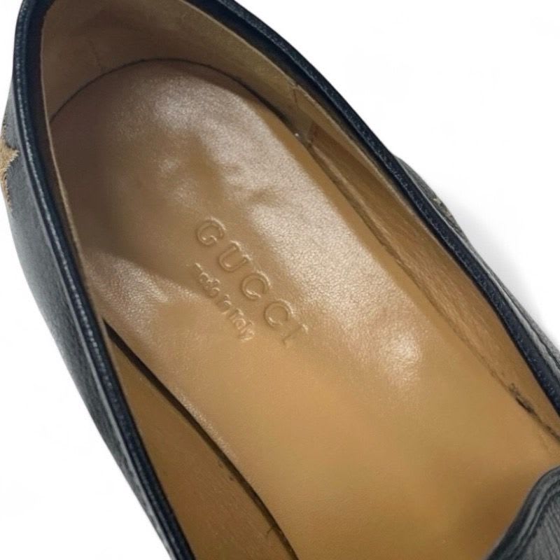Gucci Loafer Leather Shoes Black Gold Horsebit Star Bee Embroidery Flat — view 7