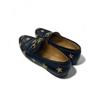 Gucci Loafer Leather Shoes Black Gold Horsebit Star Bee Embroidery Flat — view 4