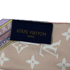 Louis Vuitton Current Twilly Silk Monogram Logo All Over Pattern Pink Blue — view 4