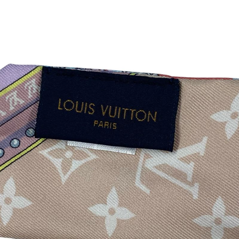 Louis Vuitton Current Twilly Silk Monogram Logo All Over Pattern Pink Blue — view 4