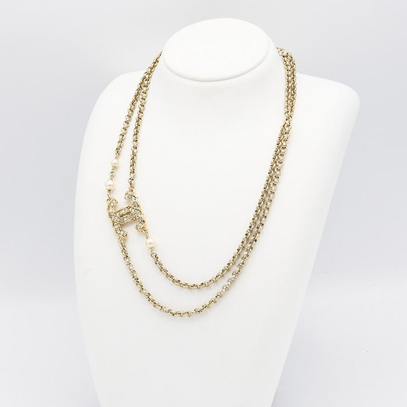 Chanel Double Necklace C20 Coco Mark Faux Pearl Rhinestone Accessory — view 4