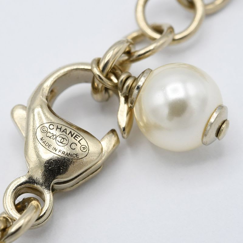 Chanel Double Necklace C20 Coco Mark Faux Pearl Rhinestone Accessory — view 5