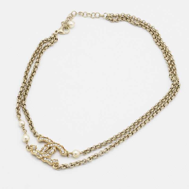 Chanel Double Necklace C20 Coco Mark Faux Pearl Rhinestone Accessory — view 6