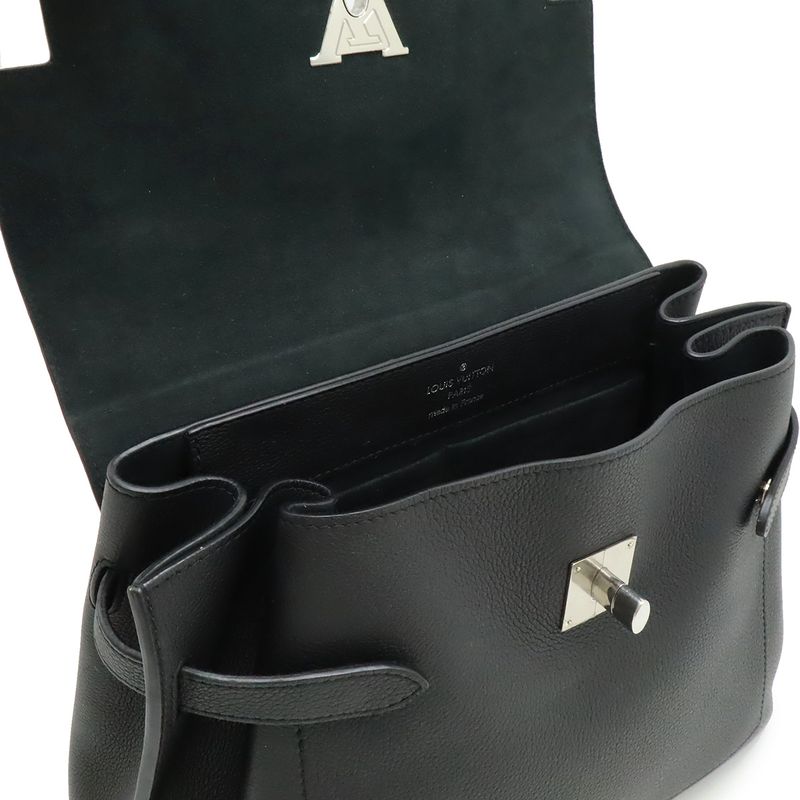 Louis Vuitton Lock Me Ever MM Handbag 2-Way Shoulder Bag Leather Noir Black — view 5