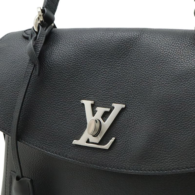 Louis Vuitton Lock Me Ever MM Handbag 2-Way Shoulder Bag Leather Noir Black — view 8