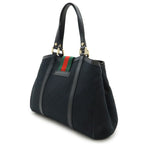 Gucci GG Canvas Sherry Line Tote Shoulder Bag Leather Black Green Red — view 2