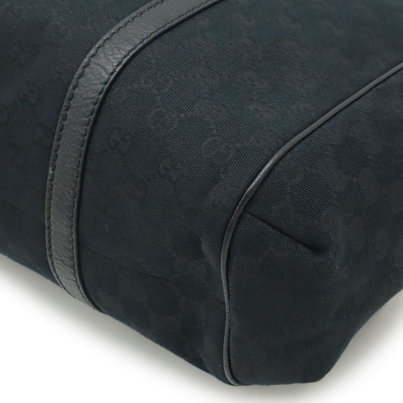 Gucci GG Canvas Sherry Line Tote Shoulder Bag Leather Black Green Red — view 3