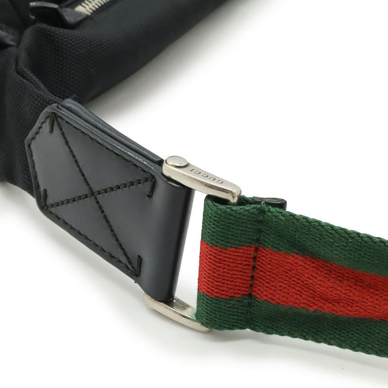 Gucci Sherry Line Body Bag Shoulder Crossbody Nylon Canvas Leather Black — view 4