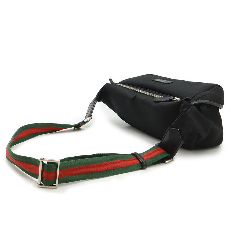 Gucci Sherry Line Body Bag Shoulder Crossbody Nylon Canvas Leather Black — view 2