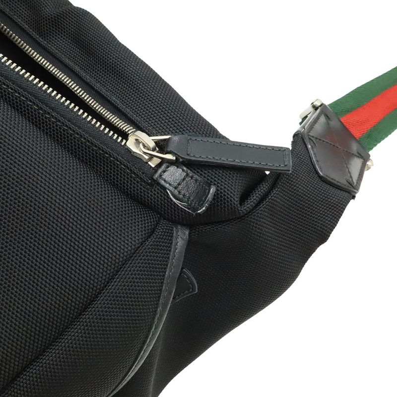 Gucci Sherry Line Body Bag Shoulder Crossbody Nylon Canvas Leather Black — view 8