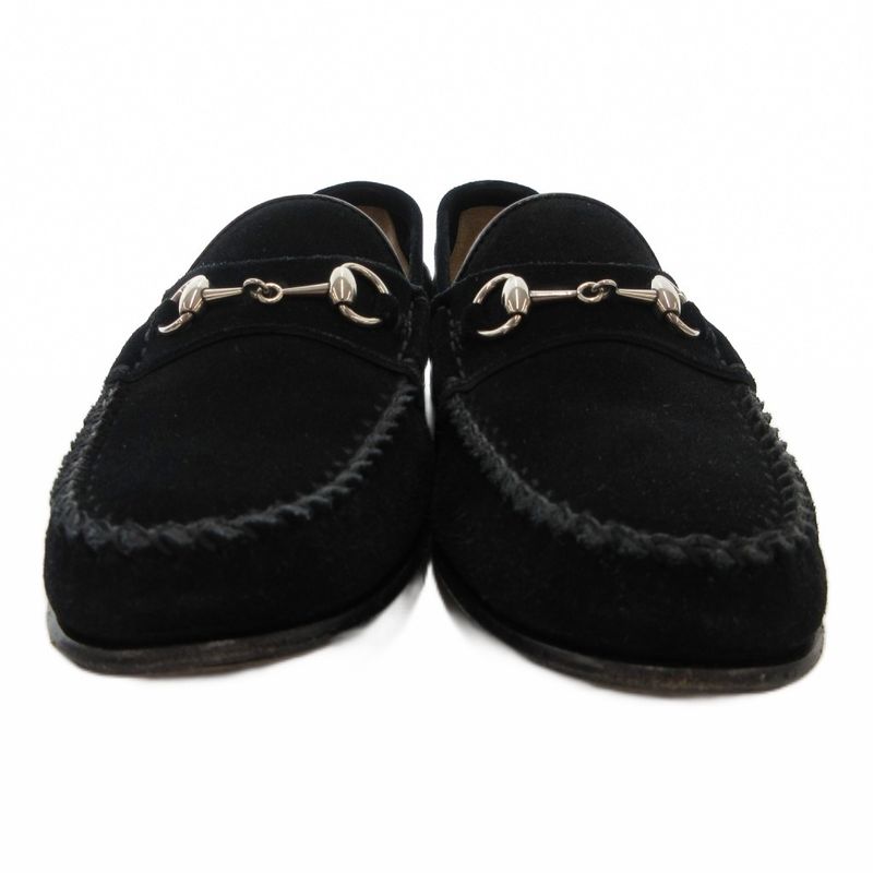 Gucci Horsebit Loafers Moccasins Suede Leather 35 Black Js Gy18 — view 2