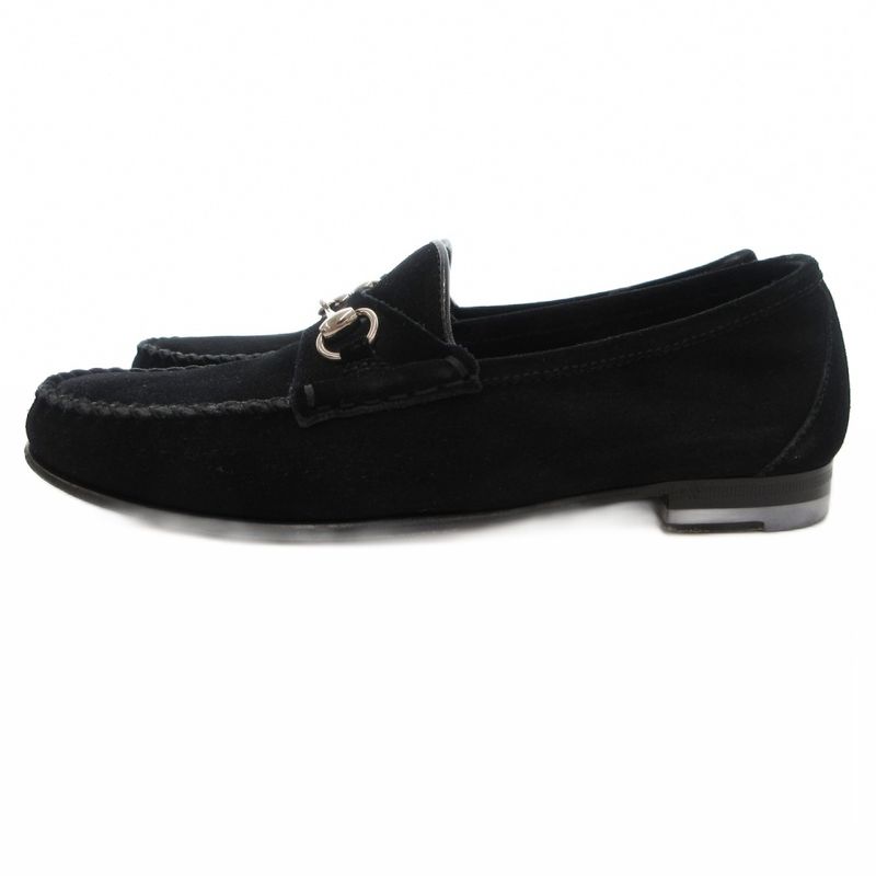 Gucci Horsebit Loafers Moccasins Suede Leather 35 Black Js Gy18 — view 3