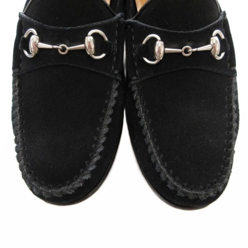 Gucci Horsebit Loafers Moccasins Suede Leather 35 Black Js Gy18 — view 7