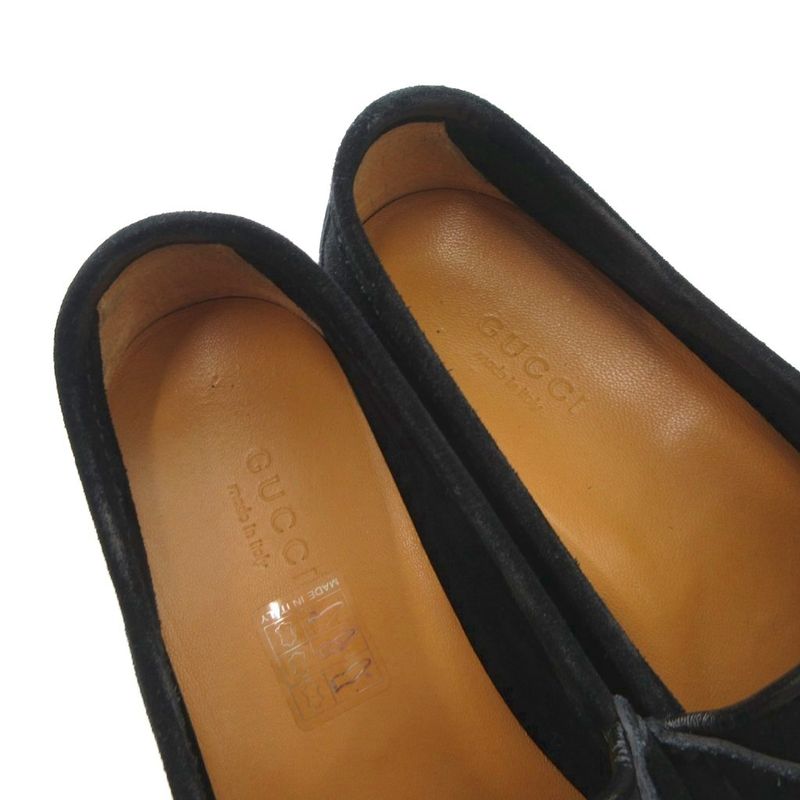 Gucci Horsebit Loafers Moccasins Suede Leather 35 Black Js Gy18 — view 6