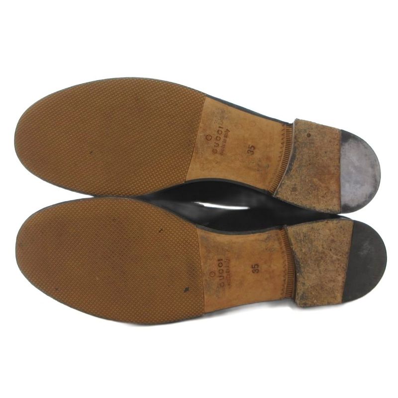 Gucci Horsebit Loafers Moccasins Suede Leather 35 Black Js Gy18 — view 5