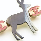 Chanel Brooch Metal Gold Black Pink Reindeer Coco Mark — view 5