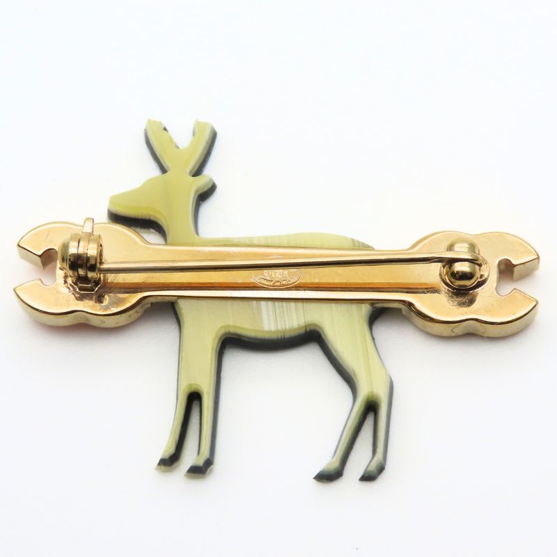 Chanel Brooch Metal Gold Black Pink Reindeer Coco Mark — view 7