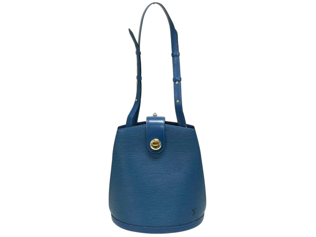 Louis Vuitton Cluny Shoulder Bag Epi Leather Blue Gold