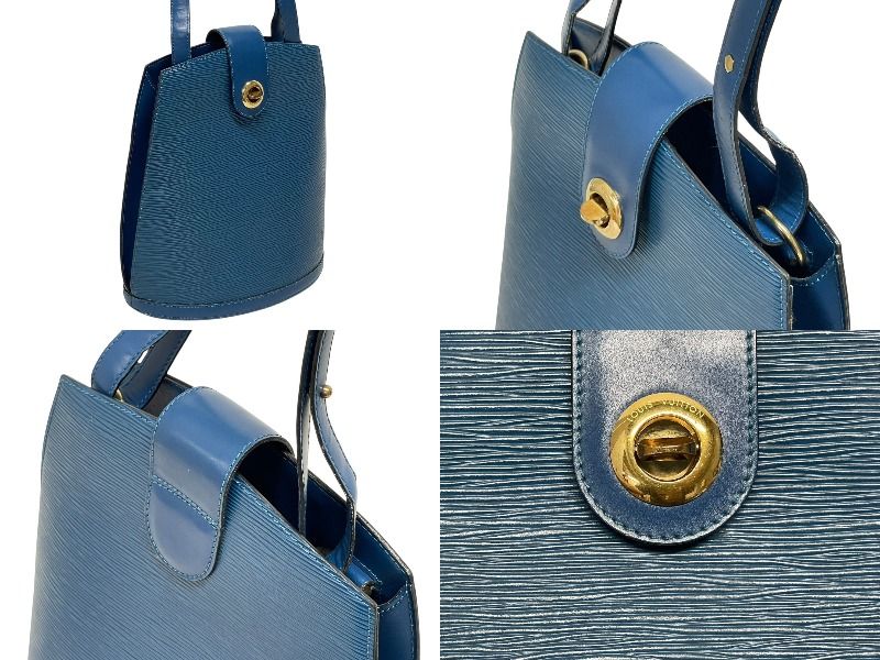 Louis Vuitton Cluny Shoulder Bag Epi Leather Blue Gold — view 4