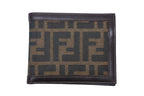 Fendi Zucca Pattern Bifold Wallet Compact Canvas Leather Brown