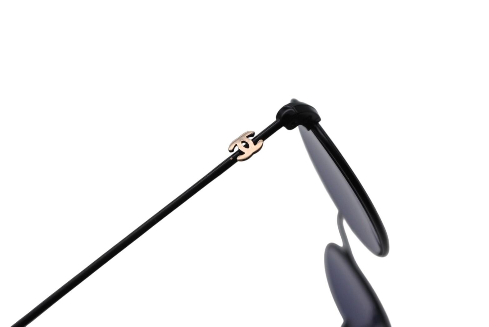 Chanel Oval Sunglasses Eyewear CC Logo Black — view 6