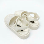 Chanel Sandals Shoes Leather White Gold Quilted Coco Mark Logo Velcro — view 4