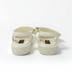 Chanel Sandals Shoes Leather White Gold Quilted Coco Mark Logo Velcro — view 5